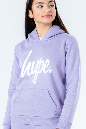 Hype Violet Script Kids Pullover Hoodie