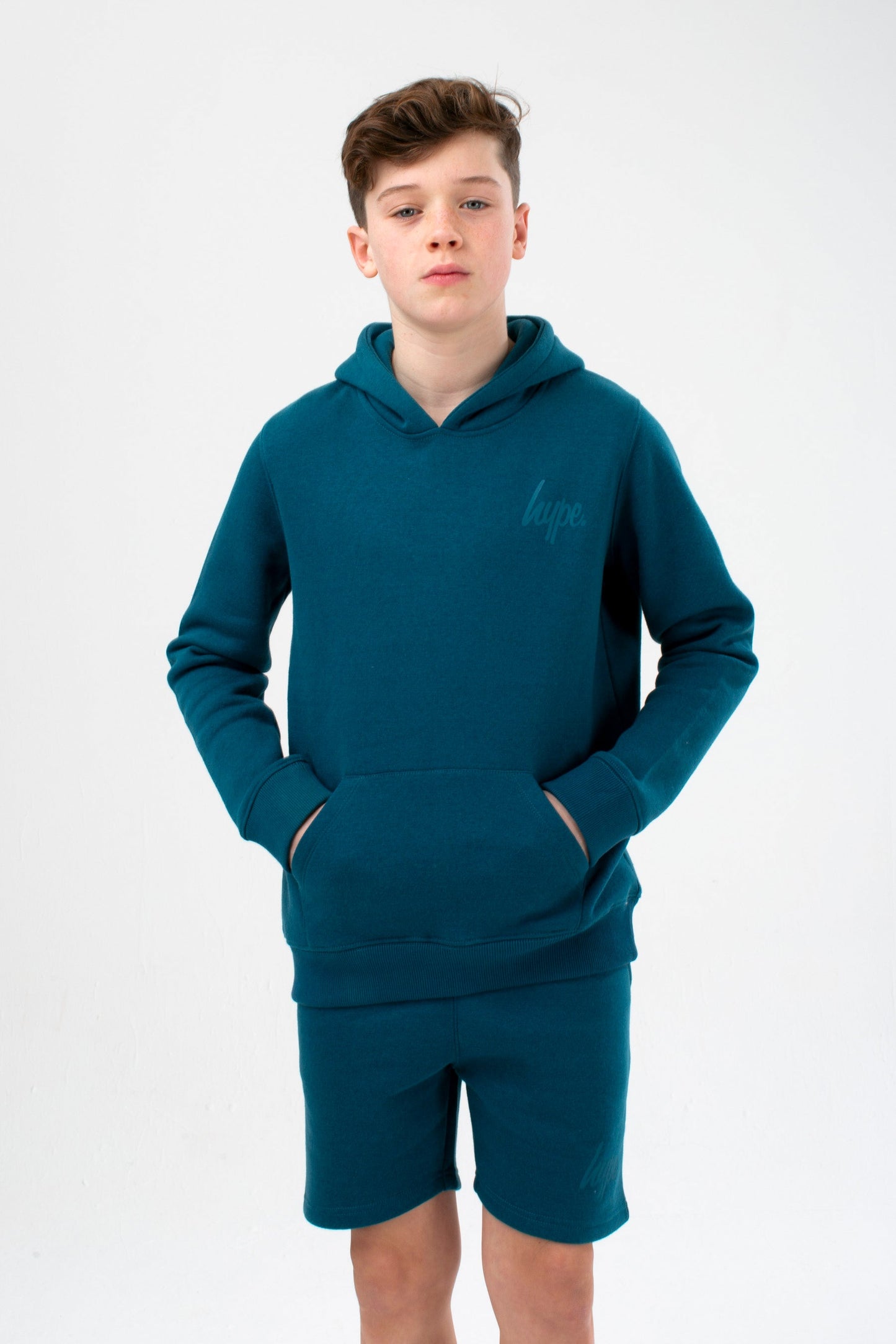 HYPE BOYS TEAL SCRIPT HOODIE & SHORTS SET