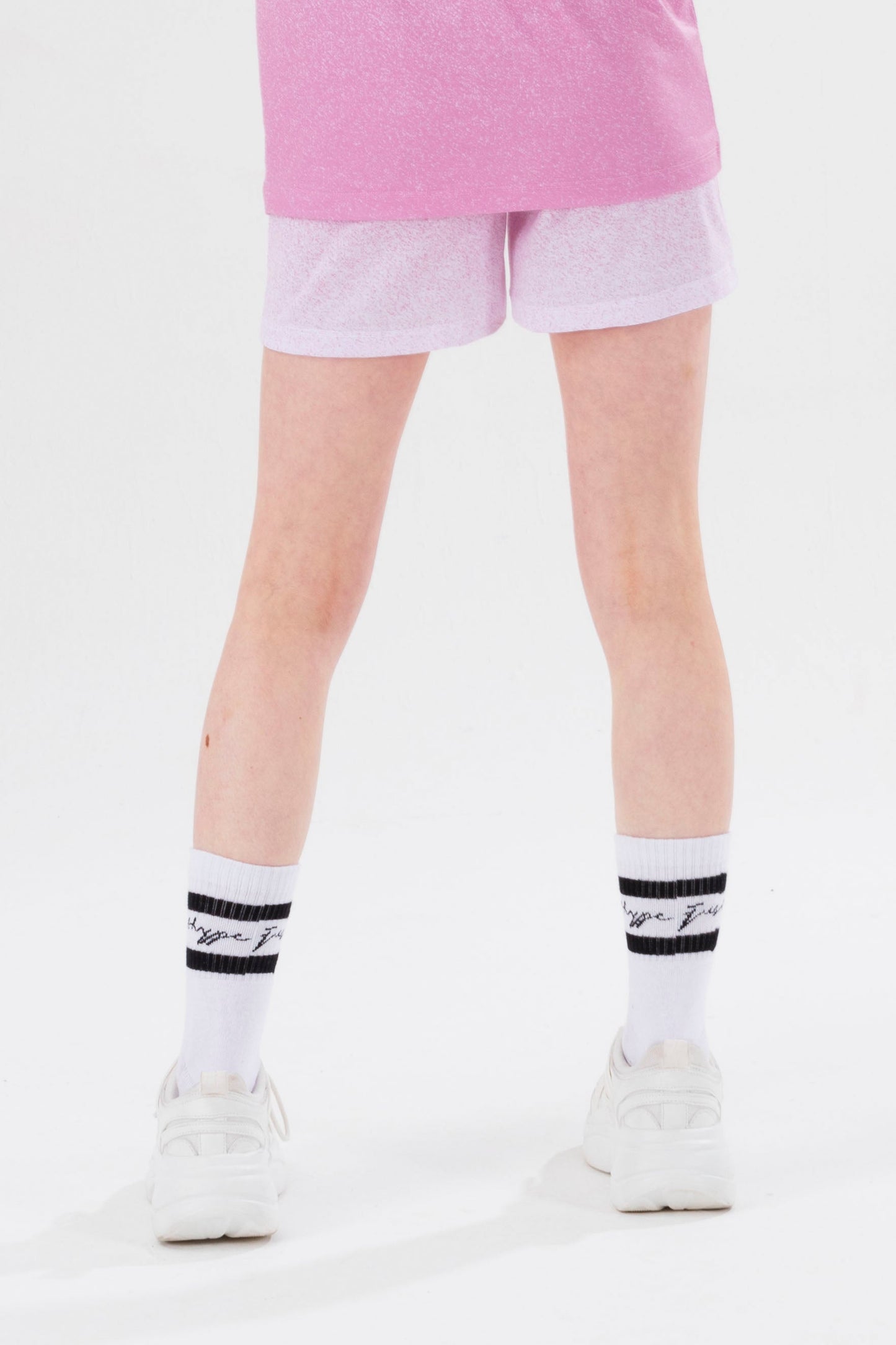HYPE GIRLS PINK SPECKLE FADE SCRIPT SHORTS PJ'S