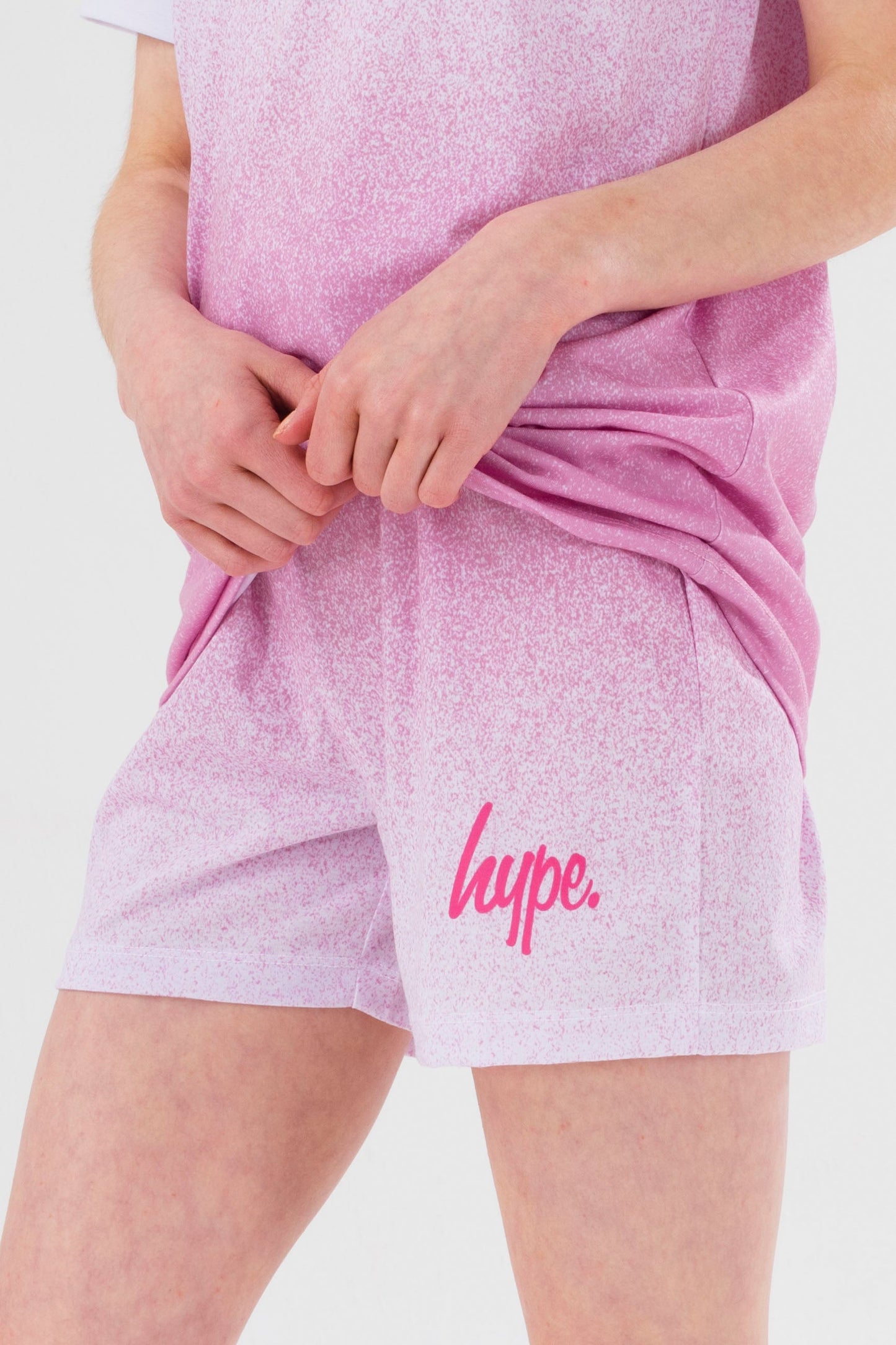 HYPE GIRLS PINK SPECKLE FADE SCRIPT SHORTS PJ'S