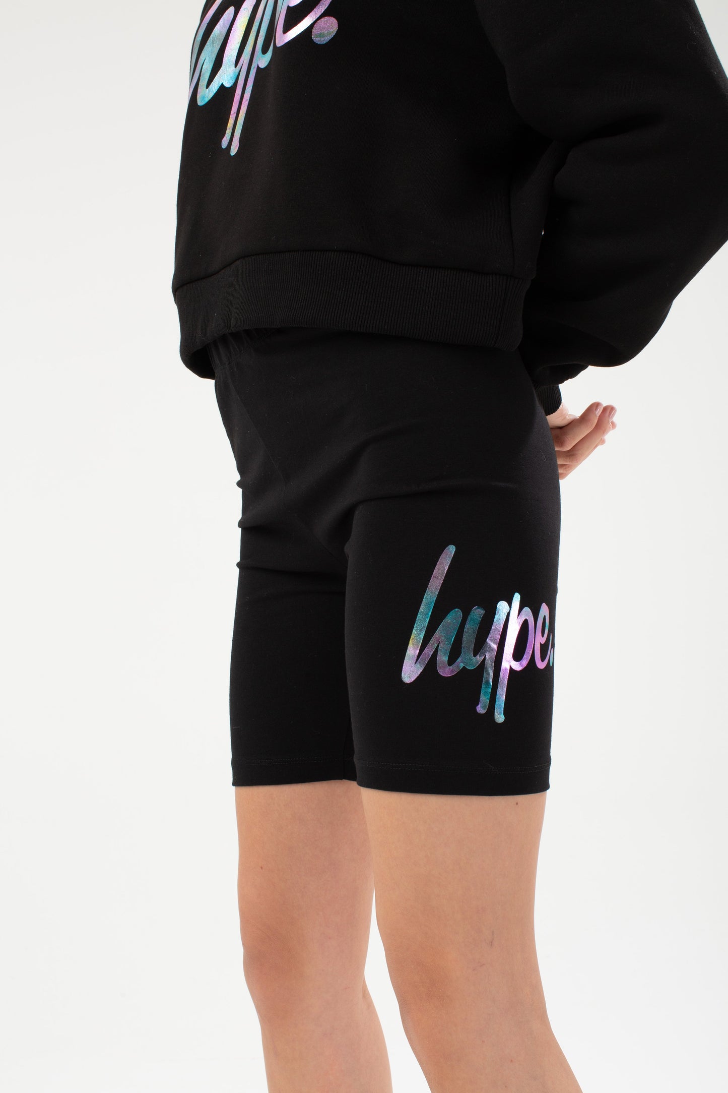 HYPE BLACK HOLO KIDS CYCLING SHORTS