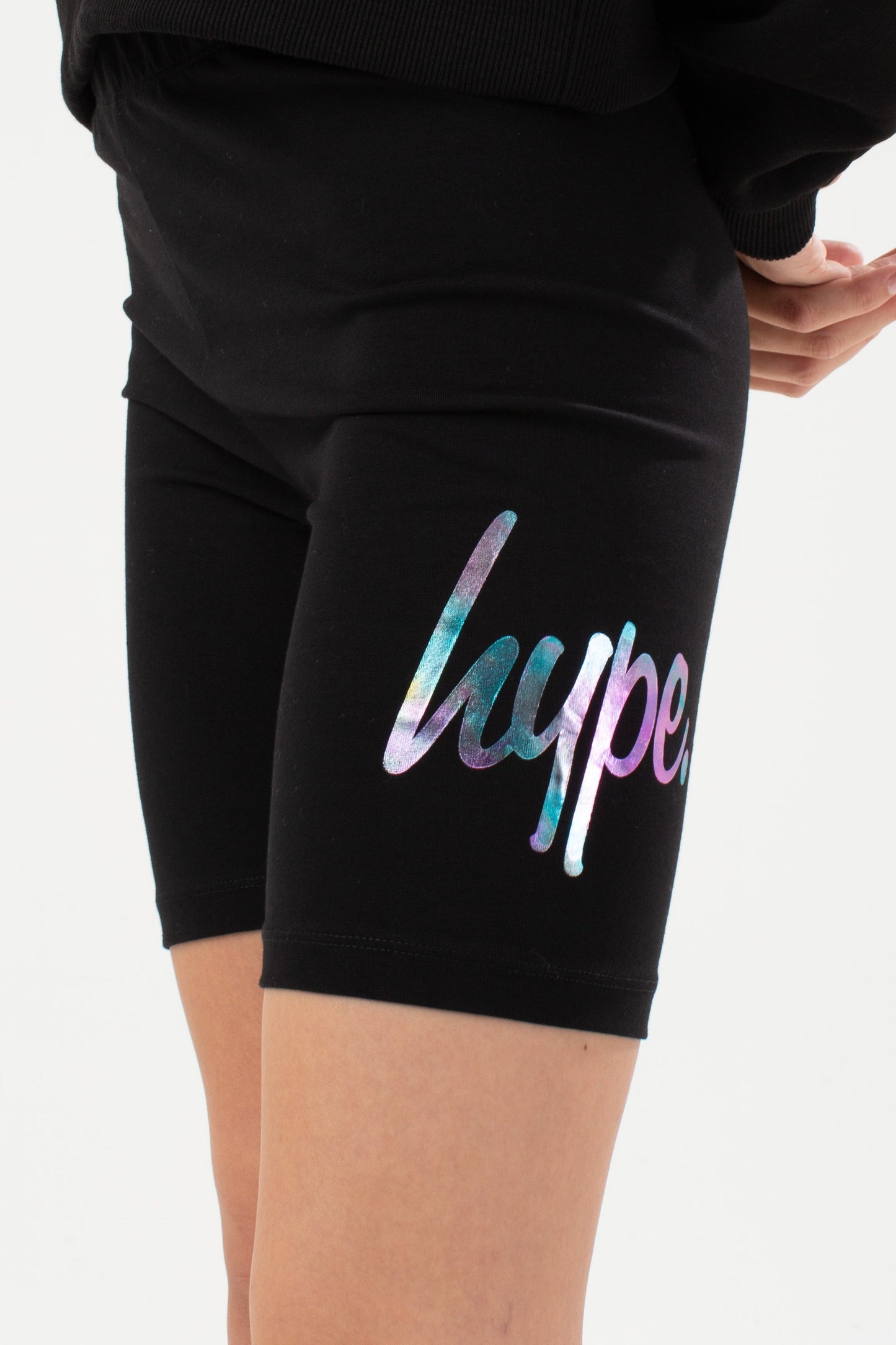 HYPE BLACK HOLO KIDS CYCLING SHORTS