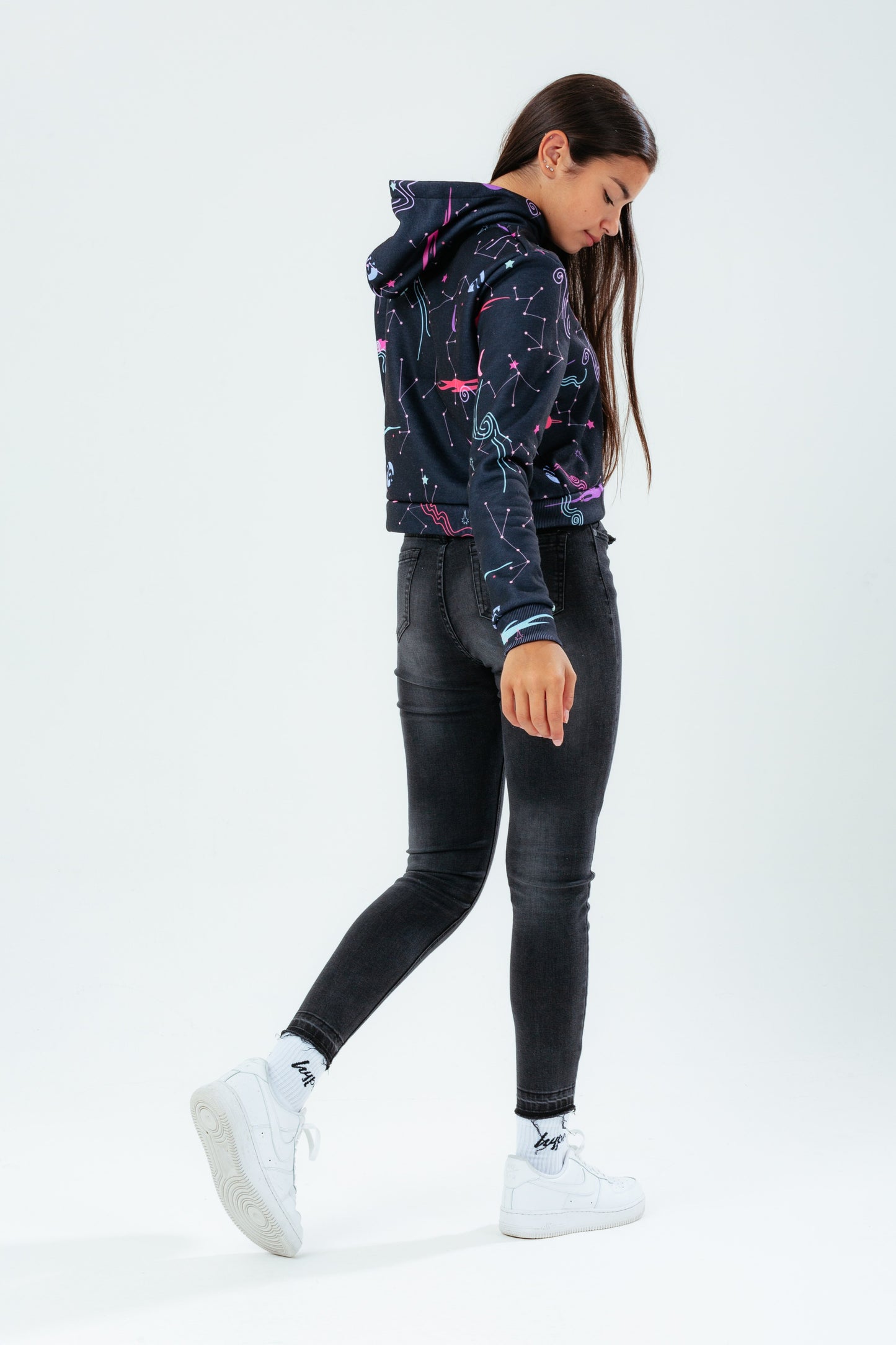 HYPE GALAXY GIRLS CROP HOODIE