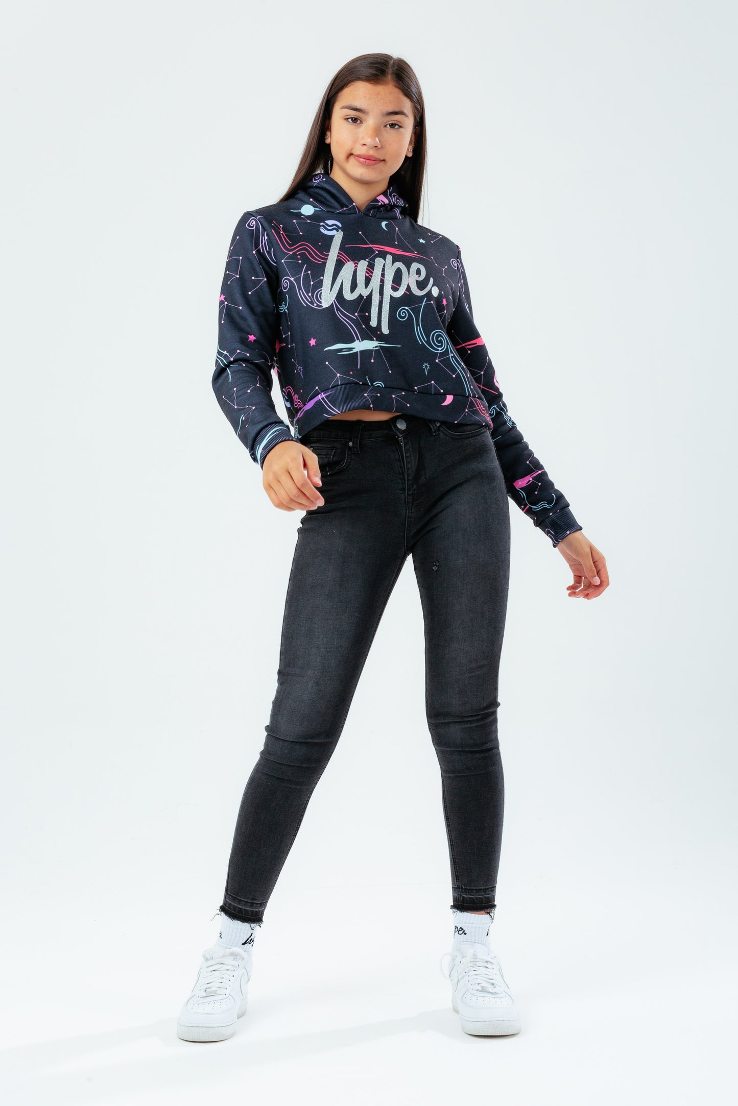 HYPE GALAXY GIRLS CROP HOODIE