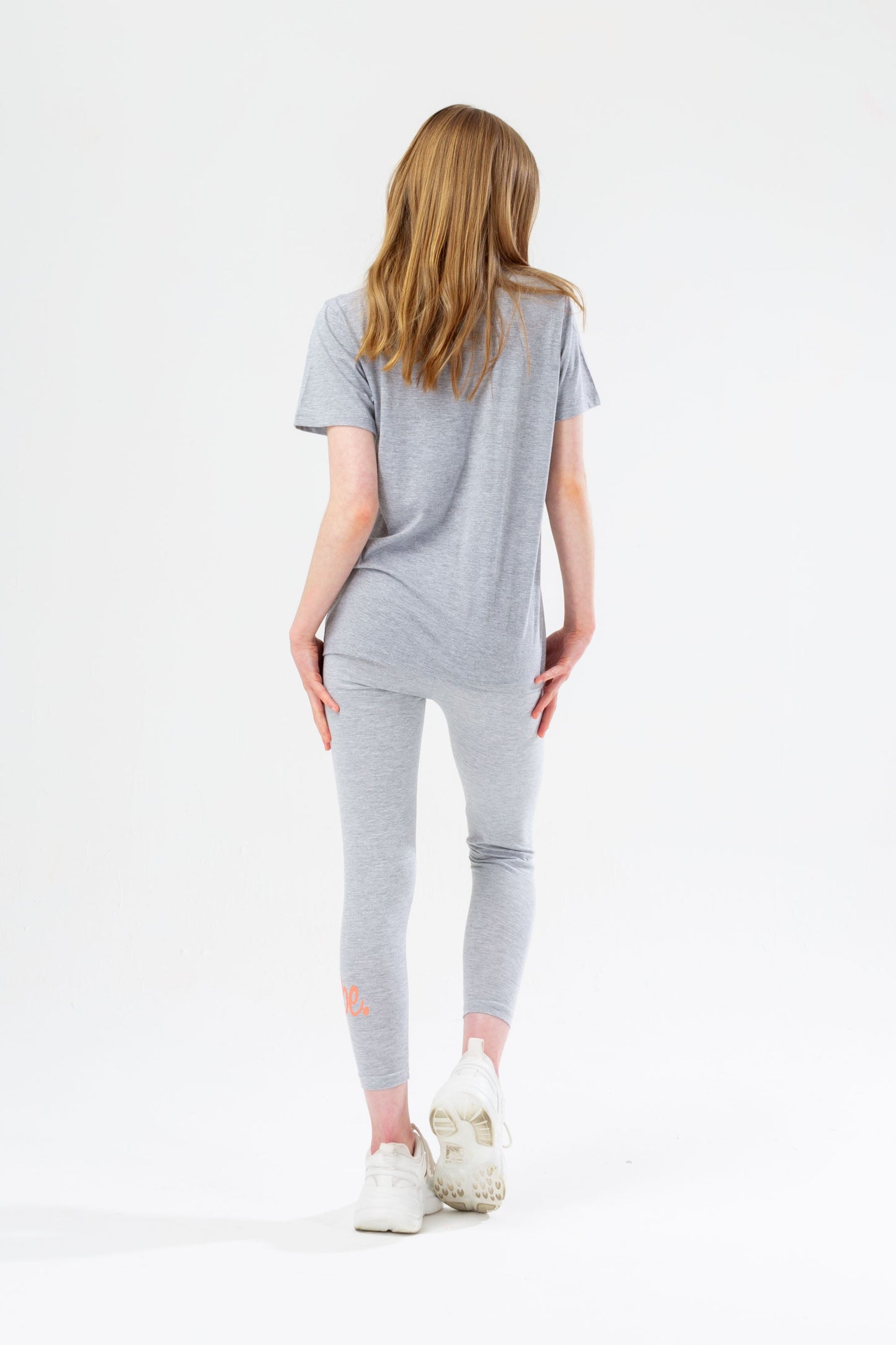 HYPE GREY & PEACH SCRIPT GIRLS T-SHIRT & LEGGINGS SET